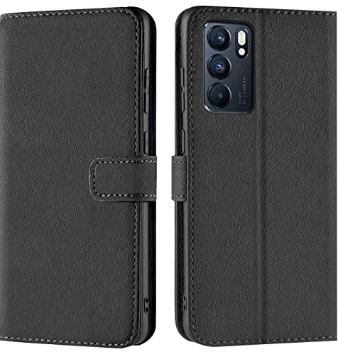 Verco custodia per OPPO Reno 6 5G, Case per OPPO Reno 6 5G Cover PU Pelle Portafoglio Protettiva, Nero