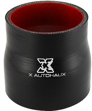 X AUTOHAUX 70-80mm 2.75''-3.15'' Manguitos Coche, Tubo de Manguera de Silicona Recto Negro Rojo