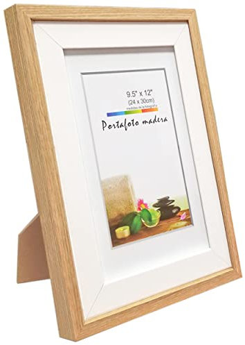 Cadre photo décoratif en bois blanc 24 x 30 cm avec support et double couche de cadre fin 24 x 30 cm