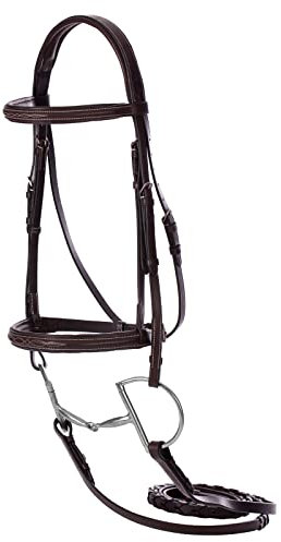 Equinavia Saga Adjustable Padded Fancy Stitched Hunter Bridle with Reins - Chocolate Brown - Horse