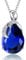 VONSSY Damenkette Edelstein Anhänger Halskette | Oval Teardrop Birne Kristall Rubin Smaragd Rosa Saphir Birthstone Halskette | Platin-Silber-Schmuckgeschenk (Saphir blau)