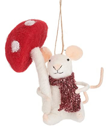 Sass & Belle Mouse With Mushroom Felt Decoration