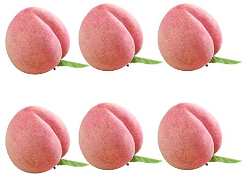Katutude 6 Stück Künstliche Lebensechte Pfirsich, Künstlich Obst Deko Plastik Künstliche Früchte Set für Tischdeko Obstschale Party Festival Dekoration