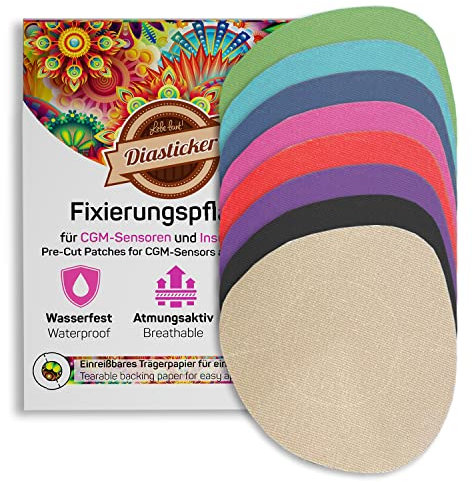 Diasticker® | Overpatch XL Fixierpflaster 8,5 cm (10 Stück, Mix) - Freestyle Libre 2, Dexcom G6, Guardian, Katheter | Wasserfest - Atmungsaktiv - Starker Halt | Patch, Fixierung, Tape, Pflaster