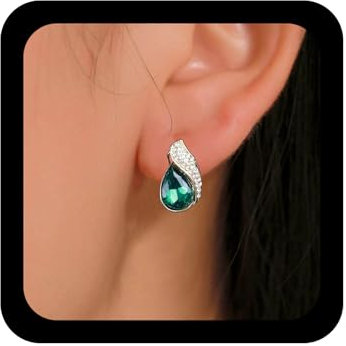 Inilbran Boho Esmeralda Pendientes De Cristal Esmeralda Verde Studs Pendientes Vintage Esmeralda Oval Pendientes De Piedras Preciosas Brillante Cristal Cz Verde Pendientes Joyas Para Mujeres Y Niñas