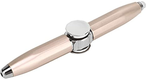 SPYMINNPOO Spinner Pen, Leuchtender Gyro-Kugelschreiber mit Fingerspitze, Fingerschreibstift mit LED-Licht Zum Stressabbau (Gold)