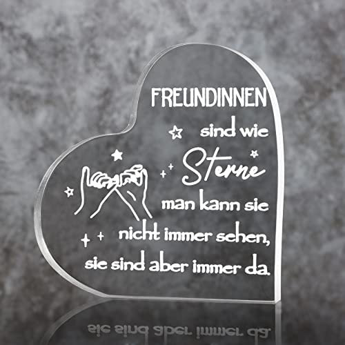 Beste Freundin Geschenke- Freundinnen sind wie Sterne ...- Acrylplakette Herzschild 12cm Freundschaftsgeschenke für Freundinnen zu Geburtstagen Weihnachten Abschiedsgeschenk-Ideen usw.