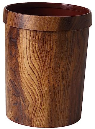 1pieza Cubo De Basura De Plástico Retro Con Diseño Madera Papelera Creativa Para Cocina Sala De Estar Dormitorio Y Baño Contenedor Ecológico Y Amplio