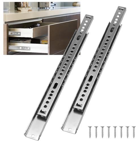 CAREDGO Guías Metálicas para Cajones, 2 Guías para Cajones Extraíbles de 27 cm x 246 mm Correderas para Cajones con Rodamiento de Bolas Railes para Cajones Extraíbles para Armarios Muebles