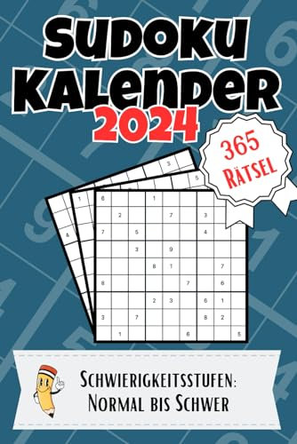 Sudoku Kalender 2024: 365 Rätsel für das gesamte Jahr | Mittel bis Schwer | XXL Rätselspaß | Inklusive Lösungen