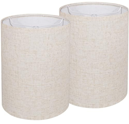 Lampenschirme, 25,4 cm oben x 25,4 cm, unten x 33,2 cm hoch, beige, große Linien, Ersatzschirme, einfache Montage, 2 Stück