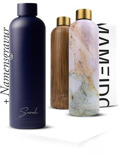 MAMEIDO Edelstahl Trinkflasche personalisiert 750ml - auslaufsichere Trinkflasche mit Namen, personalisertes Geschenk (Dark Night, 0,75l)