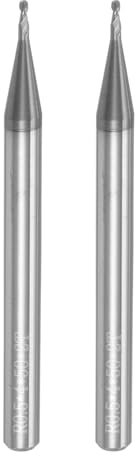 QUARKZMAN 2Pcs Fresas de Punta Esférica para Router CNC, Radio de 0.5mm de Carburo Sólido Recubierto de Altin, 2 Flautas HRC45, Diámetro de 1mm, Vástago de 4mm