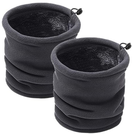 MOVYEE 2 Stück Buff Schlauchschal Fleece Damen Herren,Loop Schal Multifunktional Halswärmer für Outdoor,Ski,Laufen,Radfahren(Grau)