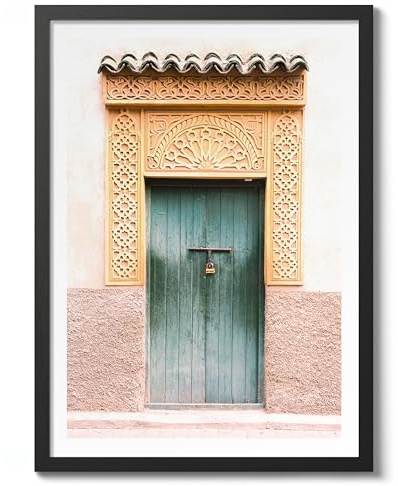 Poster de porte marocain, impression photographique, paysage naturel, images d'art moderne minimaliste, décoration d'intérieur, salon, archivage mat, 50 x 70 cm (cadre noir) – 50 x 70 cm