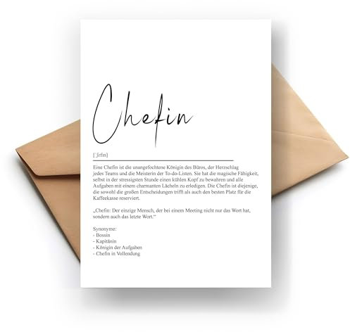 Chefin Definitions-Klappkarte, Witzige Grußkarte, Ideales Geschenk für die weibliche Führungskraft, Spaß