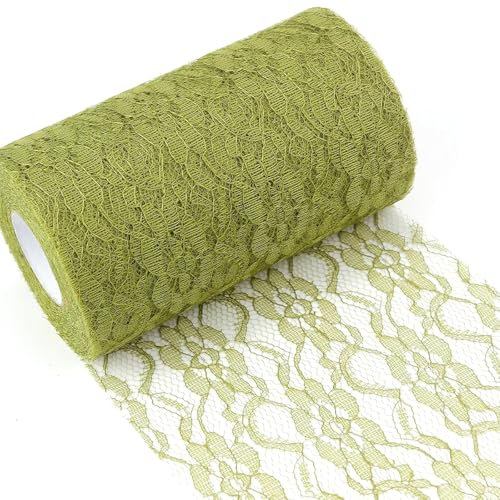 Chstarina 15cm x 25m Green Table Runner, Thin Mesh Table Runner, Fabric Table Runner, Green Table Runner Roll, Easy to Cut, Table Decorations Runner for DIY Party, Event Dinner, Wedding, Christmas
