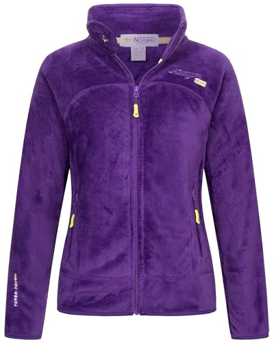 Geographical Norway Damen Teddy Fleece Jacke Herbst Winter Jacke Sweater Übergangsjacke, Farbe:Purble, Größe:L / 40