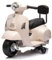 Vespa Elektro Motorrad für Kinder ab 18 Monaten mit Hupe, Gaspedal, Beleuchtung, Seitenrädern. Elektroroller, Kinderroller, Kindermotorrad, Elektrofahrzeuge (Weiß mit Rückenlehne)