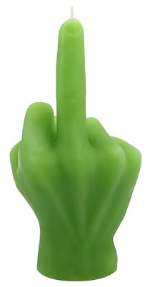M.Kritzinger's XXL Kerze 'Festtags-Muffel' Mittelfinger, 9x18cm, Grün, Unparfümiert