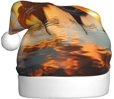 sttung Sunset Windmill Print Adult Christmas Hat Xmas Party Costume Accessory Classic Santa Headwear Men Women