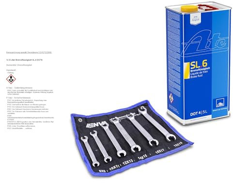ENVA Offener Doppel-Ringschlüssel-Satz + 5L Bremsflüssigkeit SL.6 DOT4