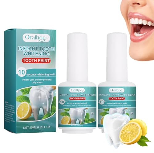 2 PCS Zahnlack Weiß,Zahnfarbe mit Effektiver Fleckenentfernung,Zahnlack Weisse für Kaffee-,Tee- & Wein Trinker,Zahnaufhellungsgel für Empfindliche Zähne,Sofort Sofortige Aufhellungsfarbe
