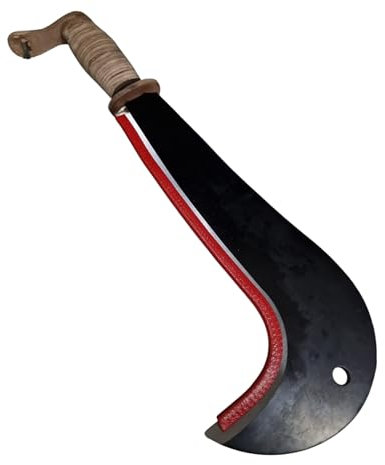 Roncola Ronca con Lama 30 cm Professionale Tipo Bergamo con Manico in Cuoio Falcetto per Legna, Innesto Rami e Taglio Erba, Giardinaggio
