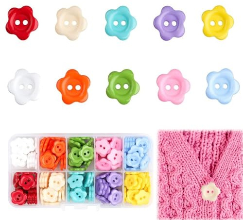 Baby Buttons for Cardigans, 100Pcs Flower Buttons for Baby Cardigans | Resin Material, 12.5mm Size, 100Pcs Flower Buttons, Compatible With Baby Cardigans