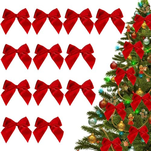 12 Stück Weihnachtsschleifen Weihnachten Schleifen Weihnachtsbaumschmuck Deko für Weihnachtsbaum Weihnachtskranz Tannenbaum Weihnachtsbaumschleifen Weihnachten Urlaub Hochzeit Weihnachtsdeko (C)