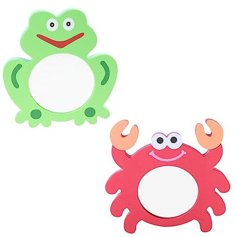 KOMBIUDA Eva Bade Set Lustiges Badewannenspielzeug Mit Spiegel Für Lernspielzeug Form Von Grüner Frosch Und Rotem Ideal Für Die Badewanne