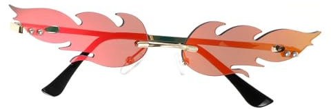 Garneck Randlose Sonnenbrille FüR Damen Flammen Sonnenbrille Feuer Brille Im Punk-Stil Randlos Und Trendy Für Damen Und Herren Perfekt Für Sommerpartys Musikfestivals Und Kreative Kostüme in Rot