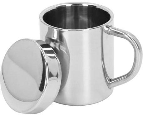 GRCFUMO Stainless Steel Double Walled Mug, Large Modern Beer Stein with Big Grip and Lid, Shatterproof Coffee Mug for Home Office Bars (L)