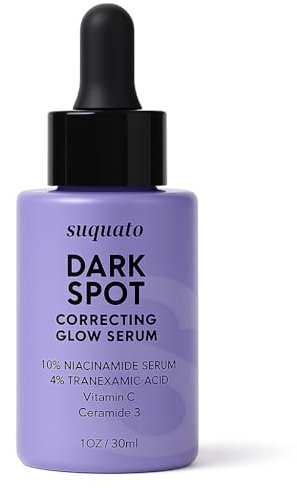 Suquato Siero Antimacchia Viso - Niacinamide & Vitamina C Serum - Acido Tranexamico Idratante - Correzione Macchie Scure, Mela, Melasma - Illuminante Essence per Pelle Luminosa & Nutrita