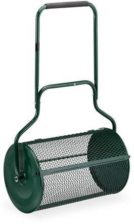 Relaxdays Épandeur à Engrais pour Gazon, Distributeur Compost, terreux, Manuel, 80 L, poignée, HLP: 118x72x41 cm, Vert