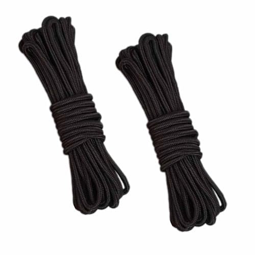 20M Black Nylon Rope, 4mm Braided Nylon Cord, Parachute Cord for Crafting, DIY, Camping, Survival, Outdoor Multipurpose Utility Rope