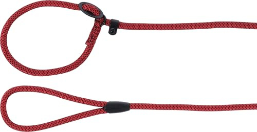 Hundeleine – Verstellbare Anti-Zug-Leine mit Safety-Stop – 1.7m x 10mm – Flamingo Eros Rot – Nylon – Beschläge matt schwarz