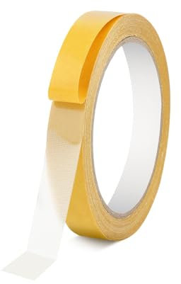 KRENIE Double Sided Fabric Tape Heavy Duty: 0.6inch Adhesive abric Tape Sticky Transparent Carpet Tape Fashion Strong Mounting Tapes for Art and Crafts Decorating Birthdays Indoor Accessories (10m)