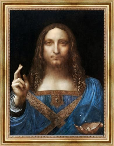 Dekomundo Salvator Mundi von Leonardo da Vinci Bild mit Rahmen in Gold, 30x40 cm / 12x16