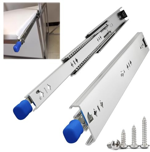 1 Paar Vollauszug Schubladenschienen mit Verriegelung & SoftClose, Kugellager-Führung, Traglast 120 kg, Stahl Verzinkt Schubladenauszug, 250 – 1500 mm Seitenmontage(350mm)