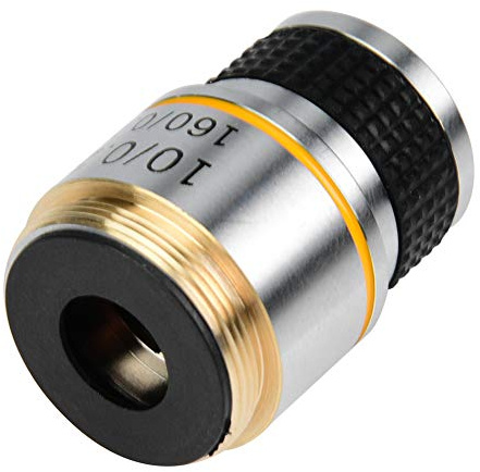TARSHYRY Achromatisches Objektiv 10X für Biologische Mikroskope, 185 Mm Brennweite, 0,17 NA, Gehäuse aus Aluminiumlegierung mit RMS-Gewinde, Optisches Glaselement
