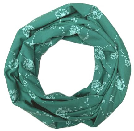 Landhuis handmade – Loop Pusteblume grün – Damen-Schal aus Baumwoll-Sweat – weich, bequem & handgefertigt in Deutschland