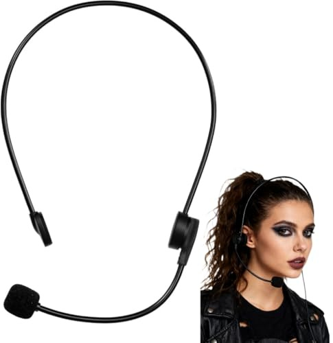 shishiruyizhong Fake Microphone Headset Prop, Rockstar Singer Mic Headphones Costume Cosplay Accessories for Men Women, Halloween Star Party Accessories