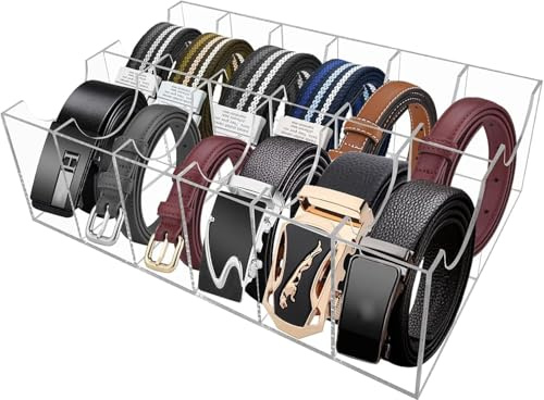 VIHBRAI 12 Gürtel Aufbewahrung, gürtel aufbewahrung für Herren, Gürtel Organizer Acryl Transparente Gürtel-Vitrine für Accessoires Krawatte Uhren zon Closet Drawer
