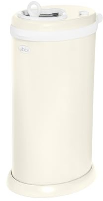 Ubbi Stainless steel nappy bin, odour lock, no special bag needed, award-winning, register must-have, matte ivory