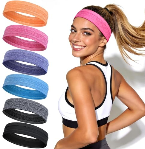 Awumbuk Sport Stirnband Damen 5 cm, Haarband mit Antirutsch-Band, Atmungsaktiv Schweißband für Laufen, Training, Workout, Yoga