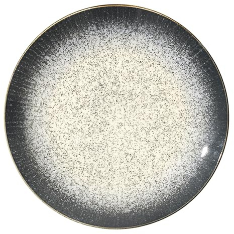 HOME DECO FACTORY - KA0707 - Service de Vaisselle Elysia 12 Pièces en Céramique - Comprenant 4 Assiettes Creuses - 4 Assiettes Plates et 4 Assiettes à Dessert - Design Élégant et Raffiné - Blanc Gris