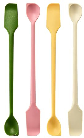 Set di 4 Mini Spatole in Silicone, Raschietti Doppia Faccia Riutilizzabili, 26 cm, Ideali per Contenitori Piccoli e Zone Difficili, Per Bottiglie di Vetro, Cucina e Cosmetici, 4 colori