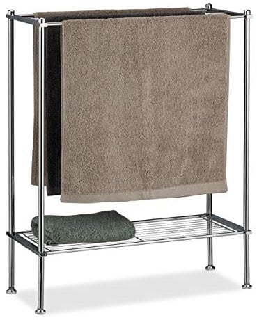 Relaxdays, 3 Handtuchstangen, Silber Handtuchhalter Chrom, Ablage, Handtuchregal, stabil & rostfrei, HBT: 79x64x26 cm