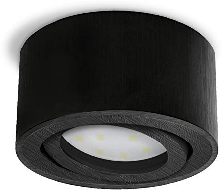 SSC-LUXon CELI-1B LED Deckenleuchte Aufbau - flach, schwenkbar & schwarz gebürstet inkl. fourSTEP LED 4W warmweiß Dimmen ohne Dimmer